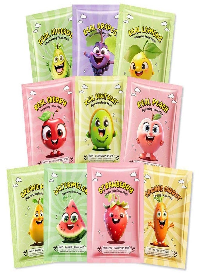 BANGFENG 10 Pack Fruit Face Masks for Kids – Ultimate Spa Day Kit for Girls Ages 8-12, Adorable Natural Facial Masks, Party Favors & DIY Spa Kit, Creative, Fun, Nourishing Self-Care Experiences - Image 1